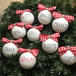 Christmas Holiday Reindeer Ornaments (Set of 9)